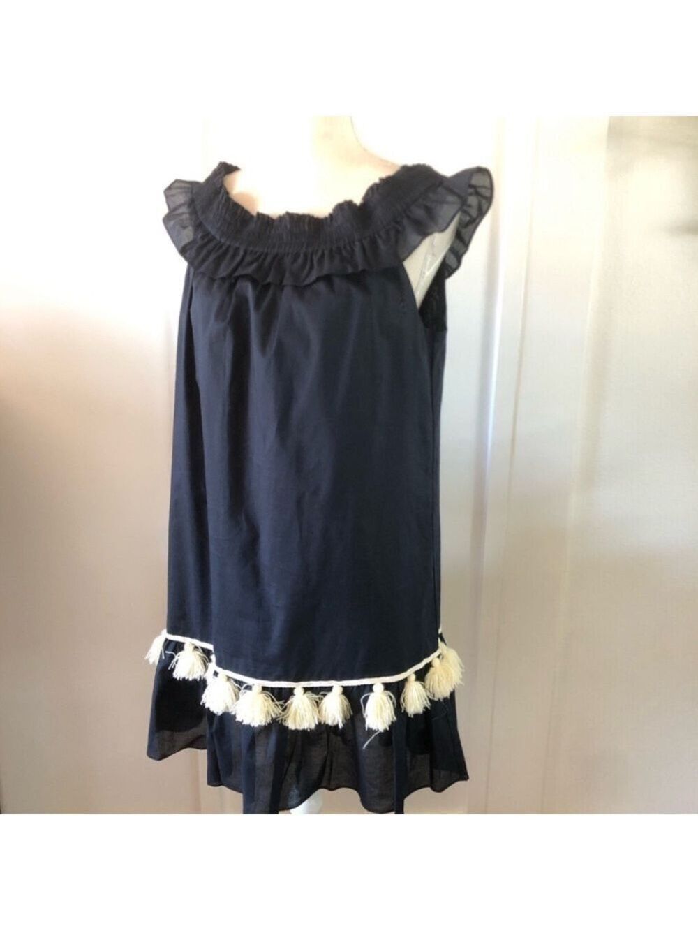 MISA Los Angeles Gia off the shoulder minidress tassel trim size L (unworn) - Picture 2 of 9